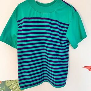 Vintage Green and Blue Striped Kids Shirt